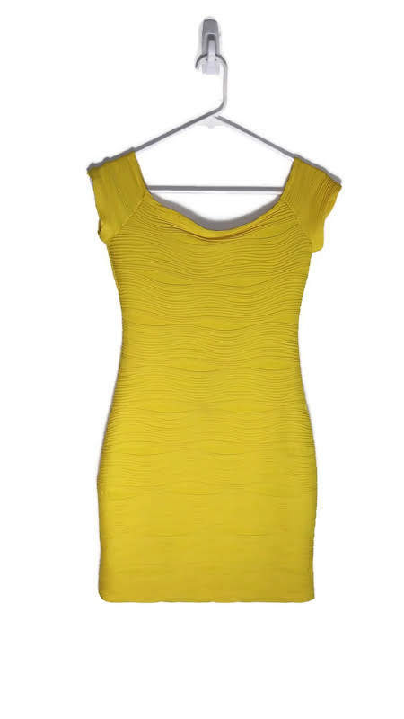 skin tight yellow dress