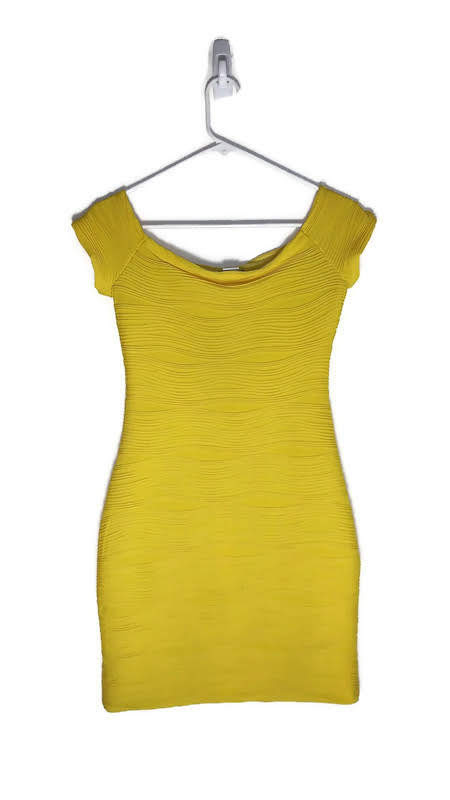 yellow skin tight dress
